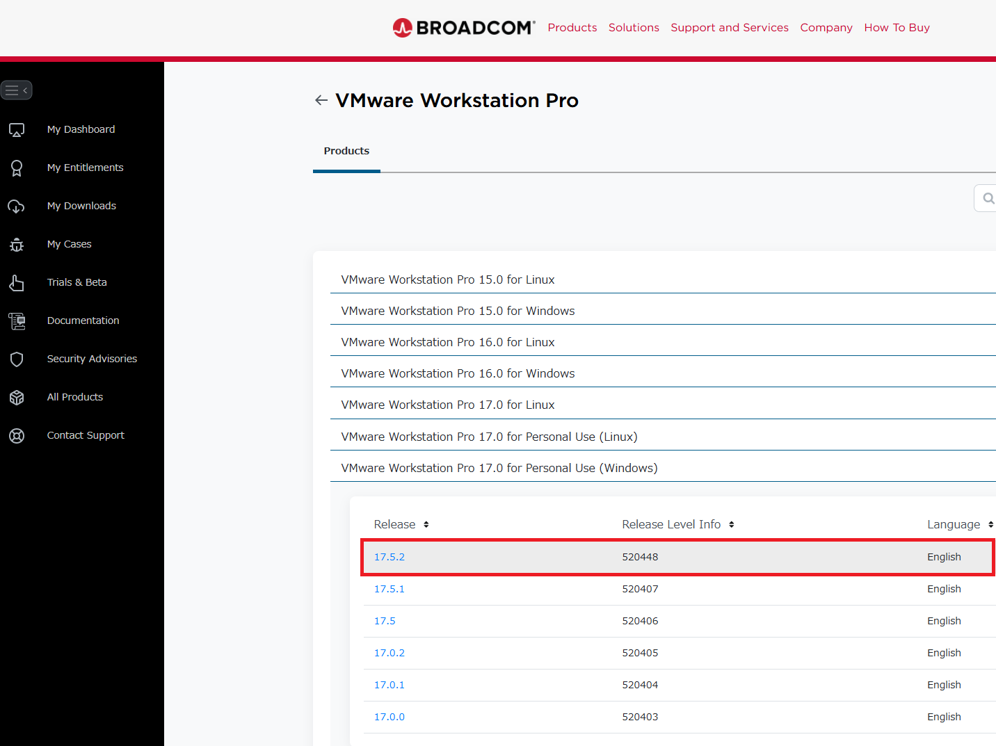 「17.5.2」をクリックします。