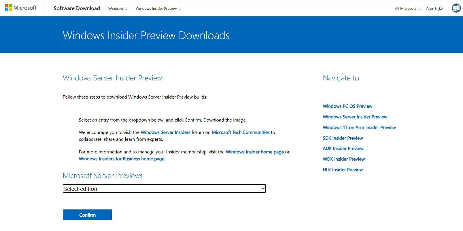 Windows Server 2025 Insider PreviewのISOイメージをDLします。